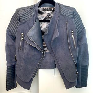 Blue Moto jacket suede and faux leather